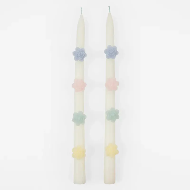 Pastel Flower Taper Candles