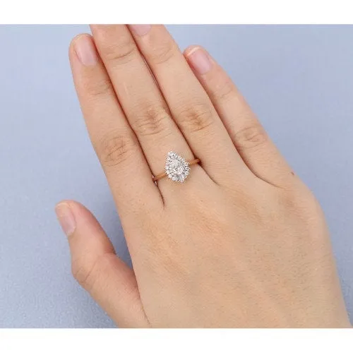 Pear Cut Moissanite Vintage Rose Gold Wedding Ring for bridal Women Unique elegant jewellery Promise engagement anniversary gift to her