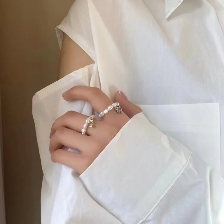 Pearl Initial Ring