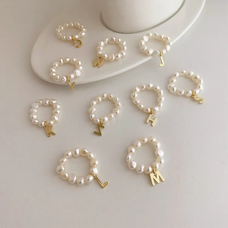 Pearl Initial Ring