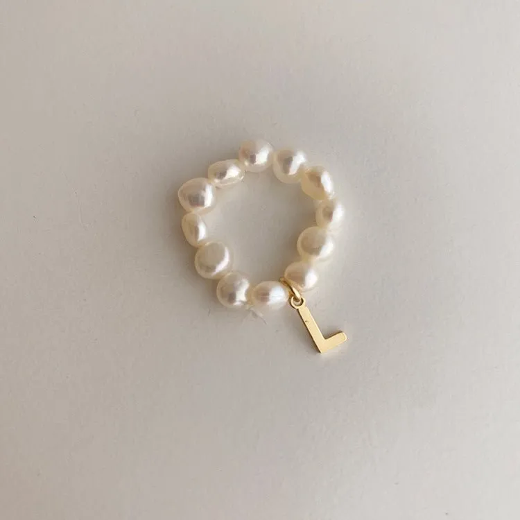 Pearl Initial Ring