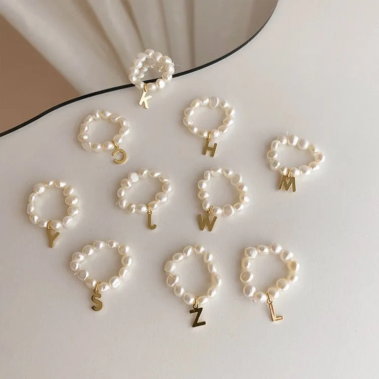 Pearl Initial Ring