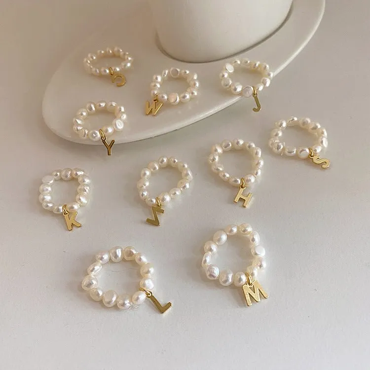 Pearl Initial Ring