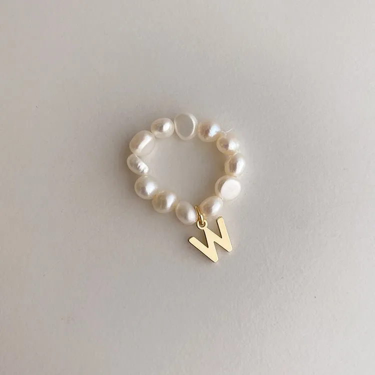 Pearl Initial Ring