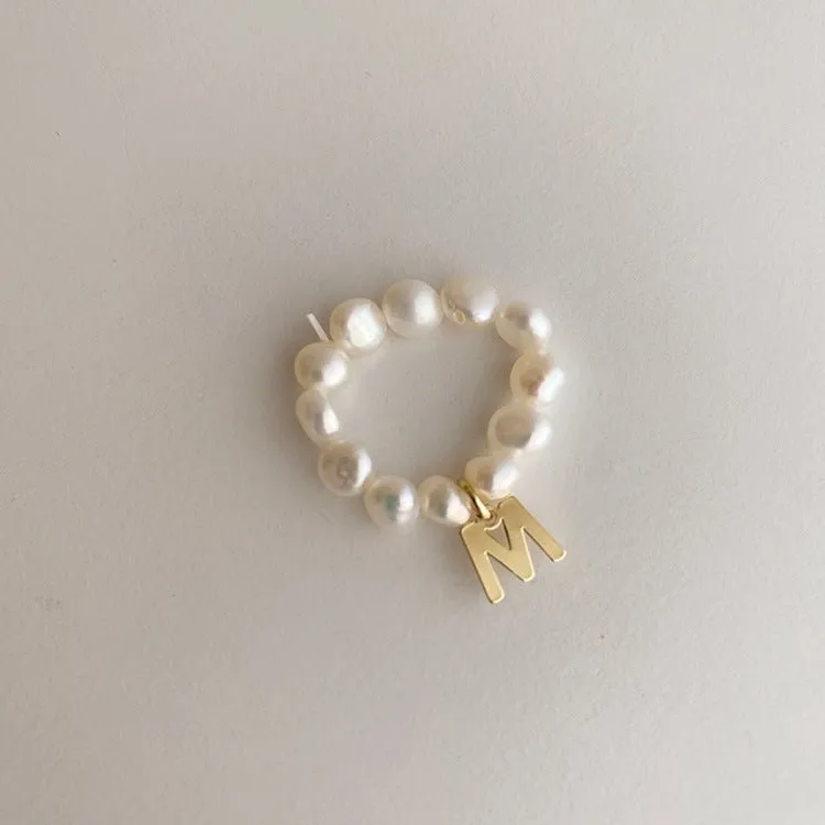 Pearl Initial Ring
