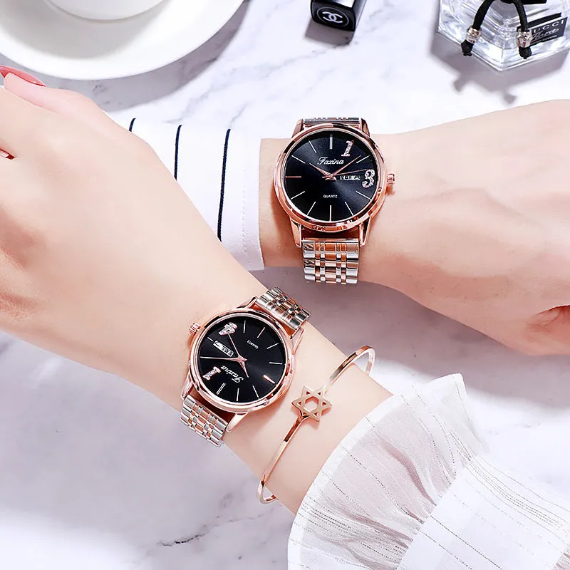 Personality Simple Steel Strap Couple Watch
