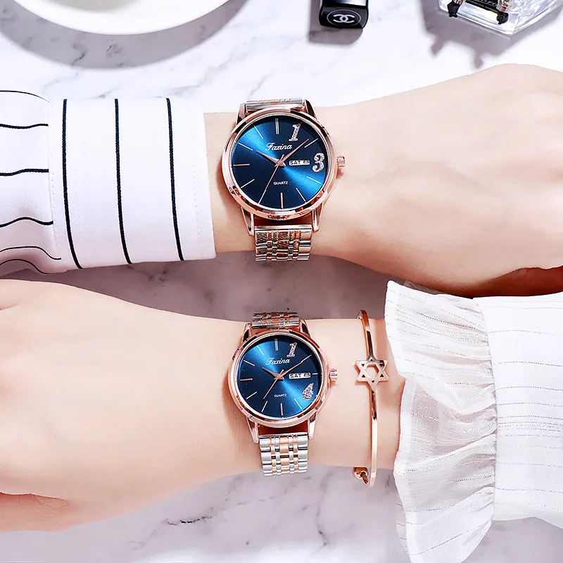 Personality Simple Steel Strap Couple Watch