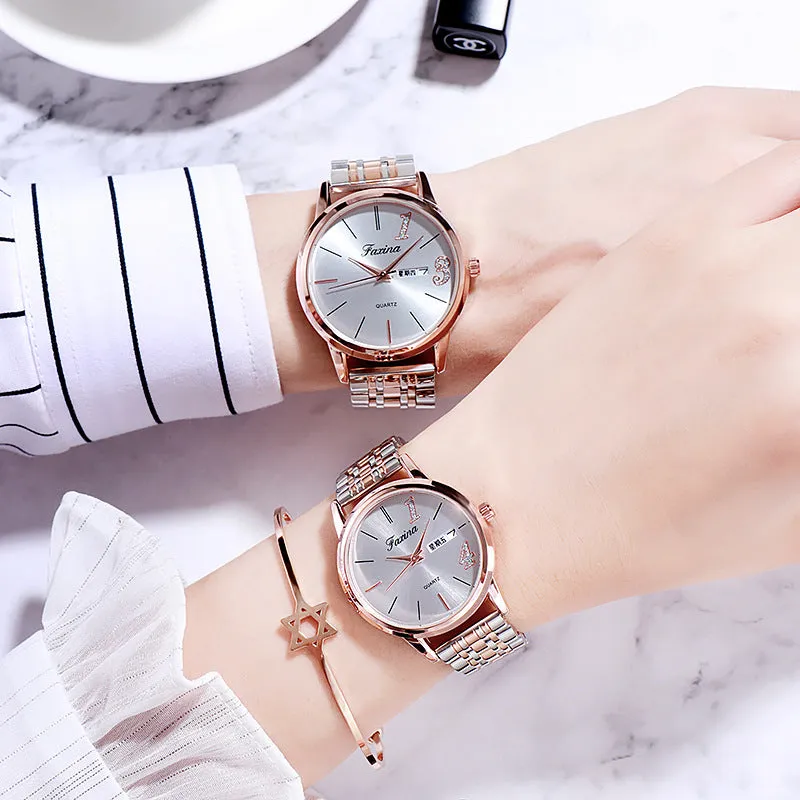 Personality Simple Steel Strap Couple Watch