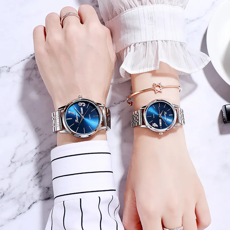 Personality Simple Steel Strap Couple Watch