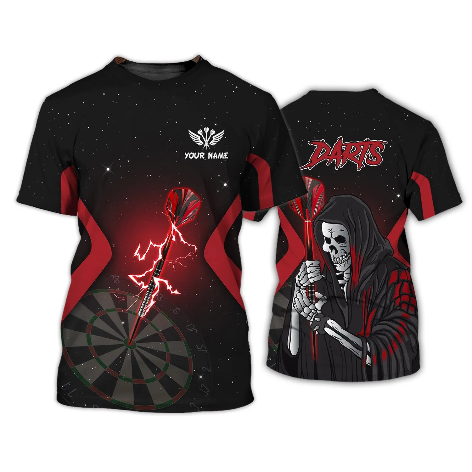 Personalized Name Darts Skeleton 3D Printed Shirts
