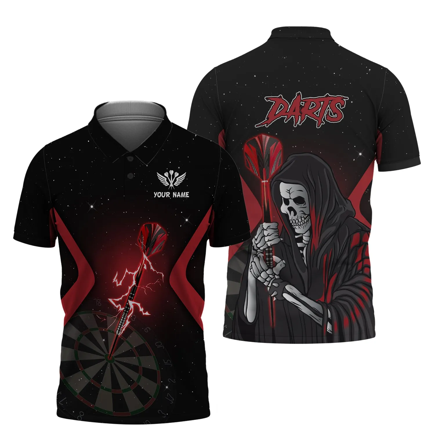 Personalized Name Darts Skeleton 3D Printed Shirts