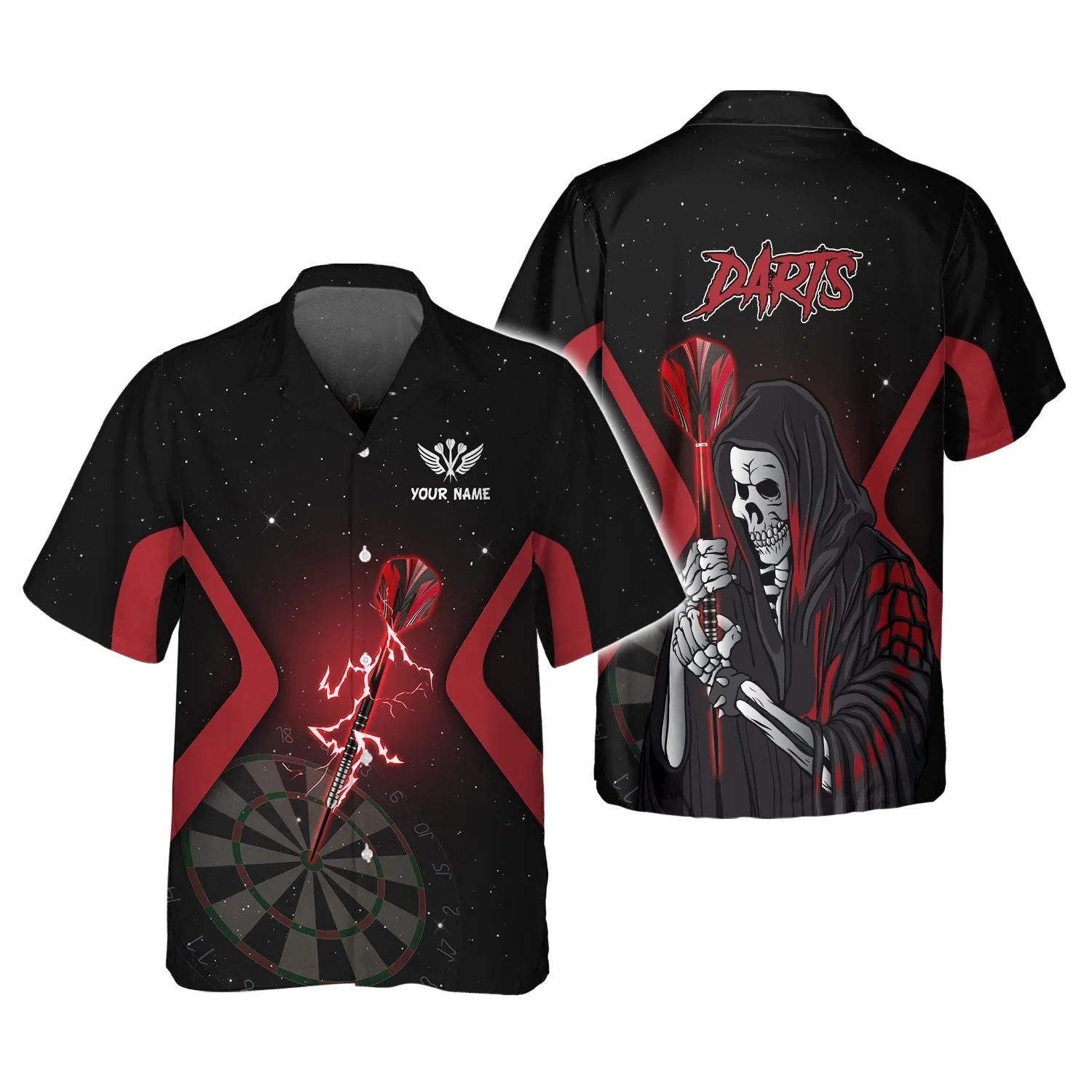 Personalized Name Darts Skeleton 3D Printed Shirts