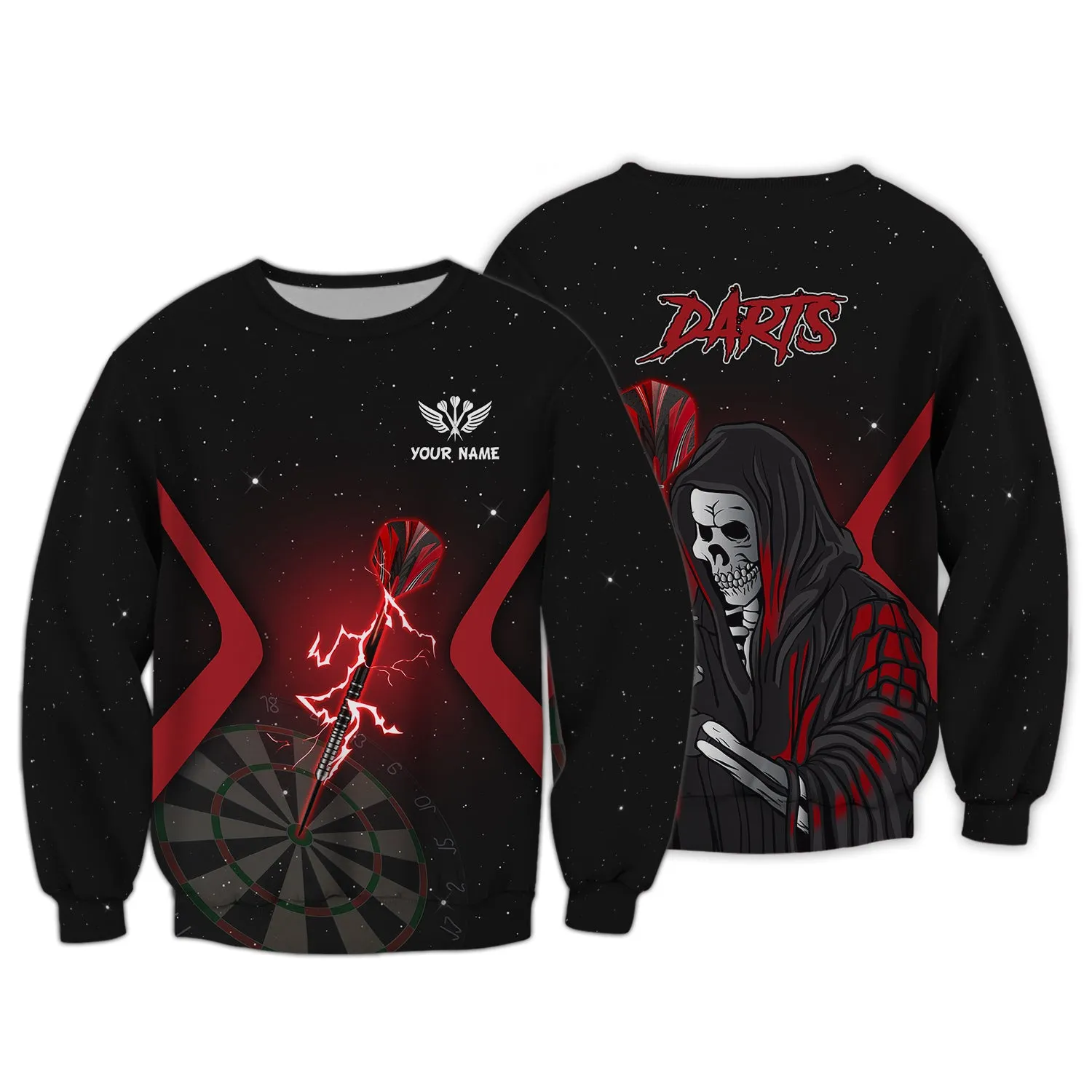 Personalized Name Darts Skeleton 3D Printed Shirts