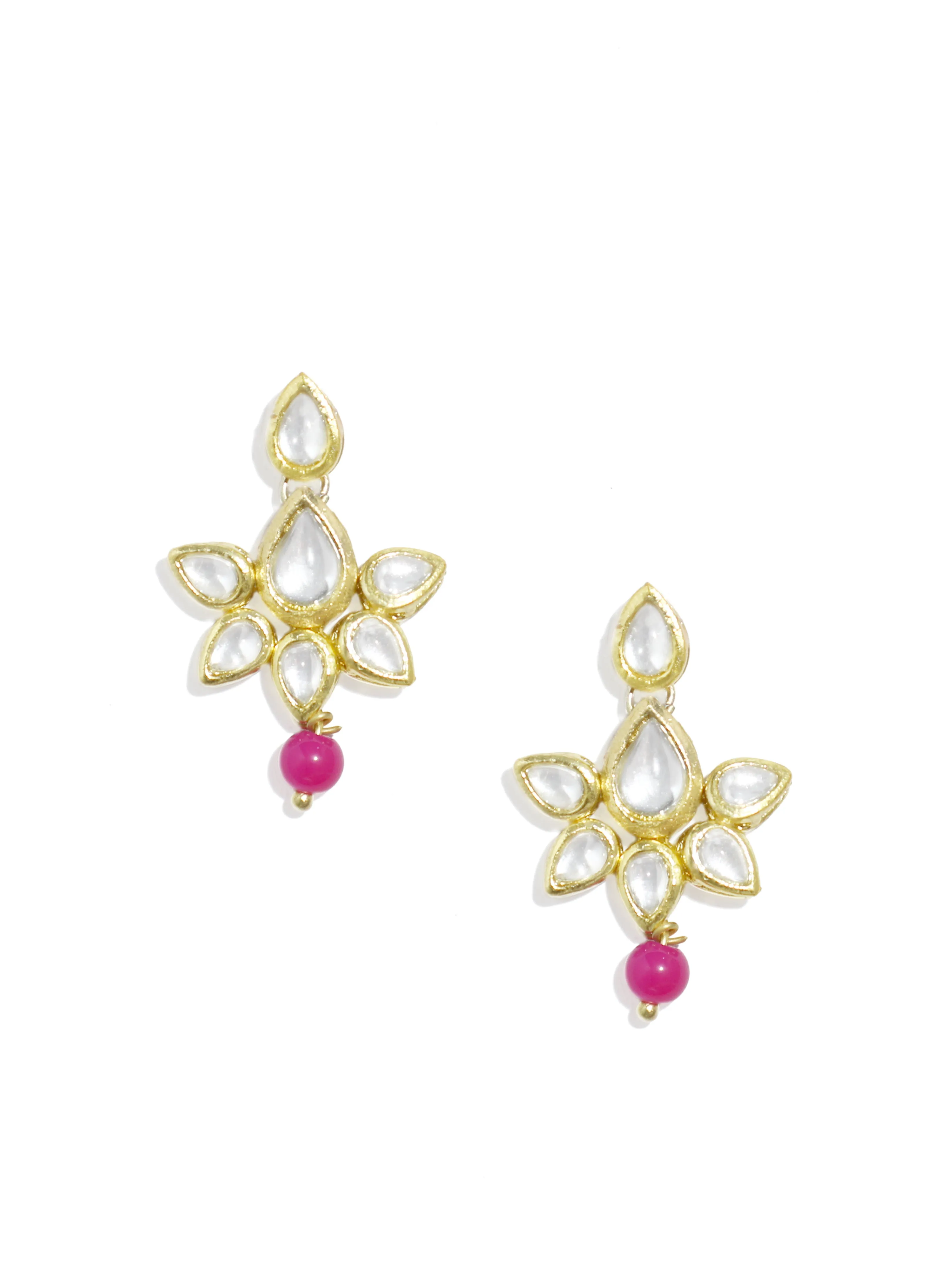 Pink Beads Studded Kundan Necklace Set