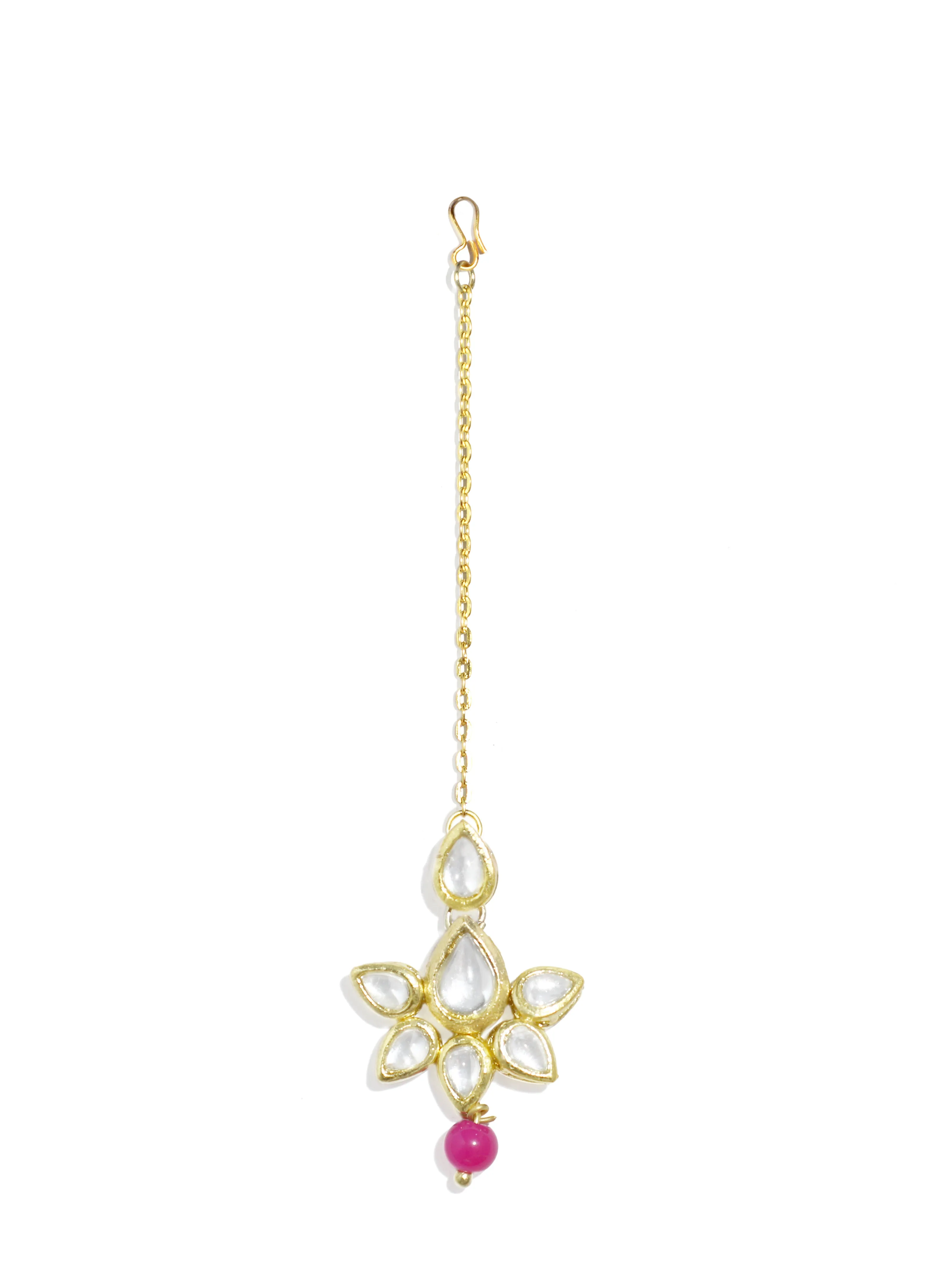 Pink Beads Studded Kundan Necklace Set