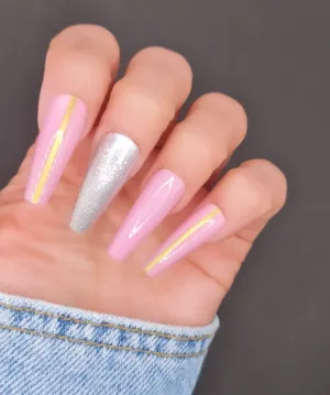 Pink Gold Press on Nails