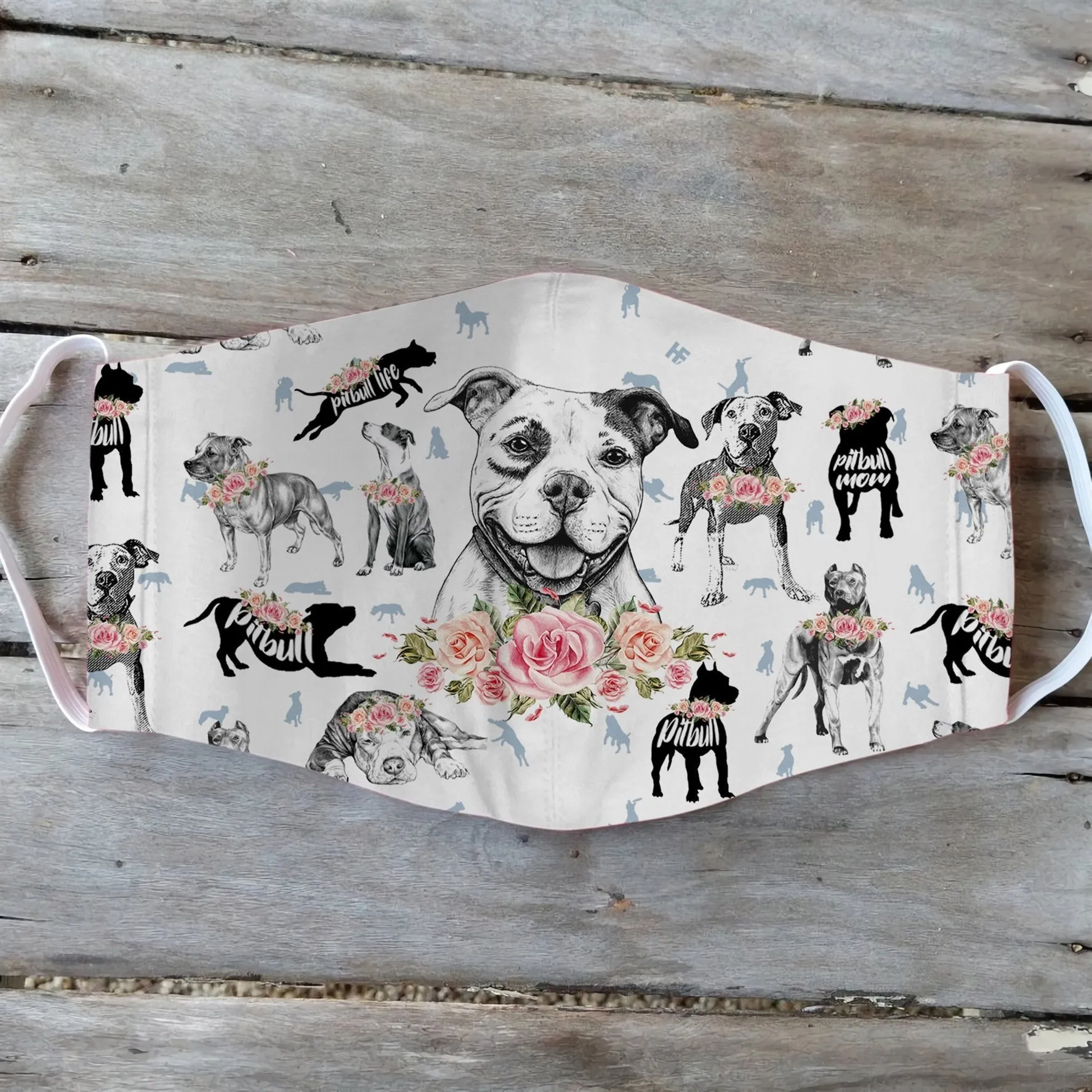 Pitbull Floral Vintage EZ07 0806 Face Mask