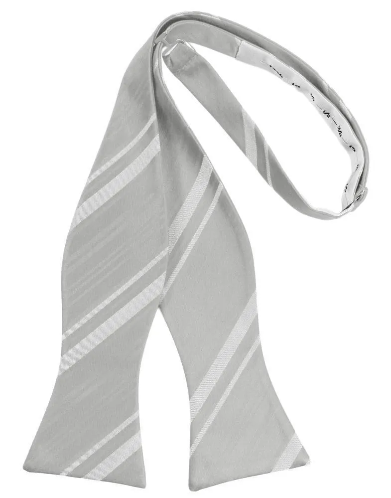 Platinum Striped Satin Bow Tie