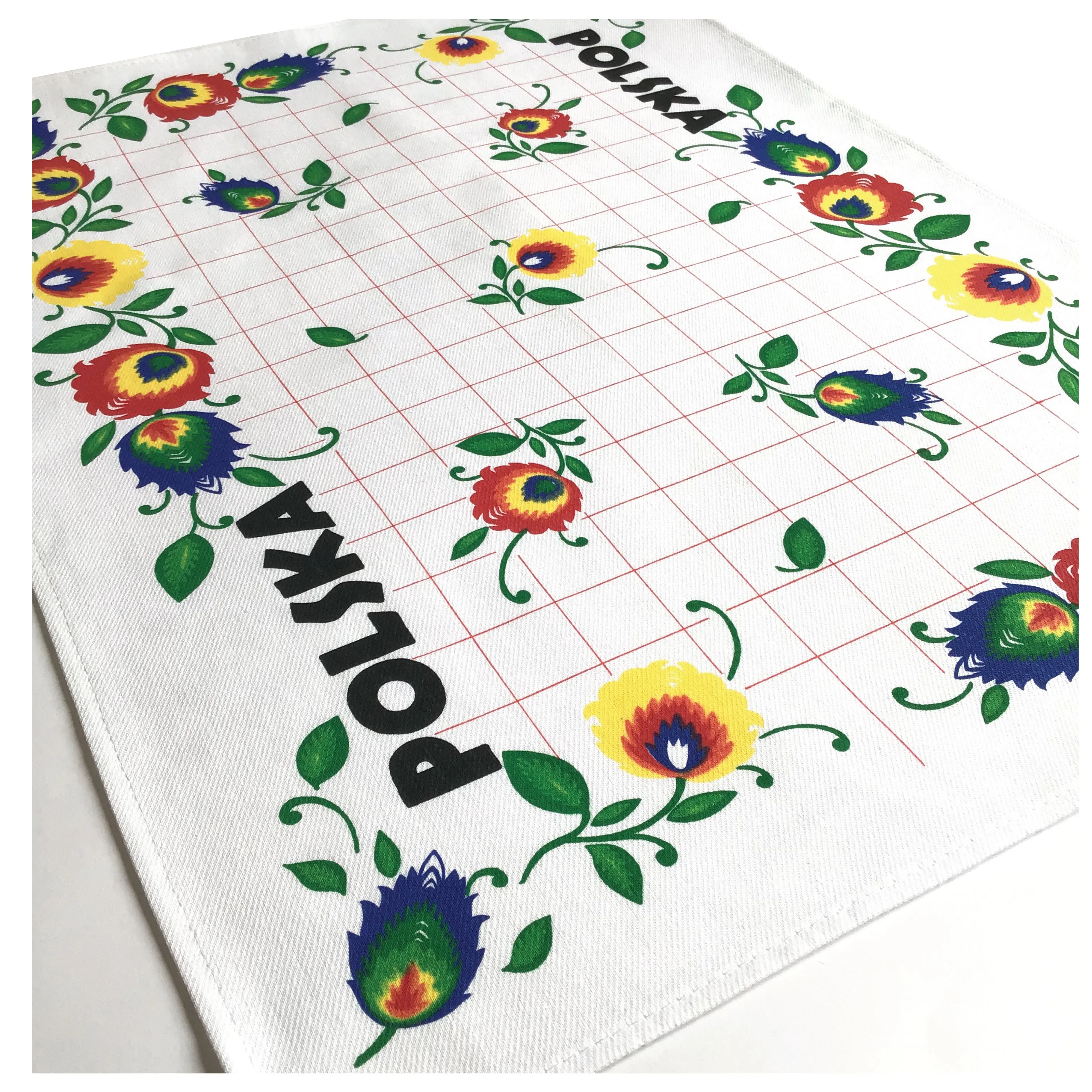 Polish Folk Art Set of 3 Kitchen Towels in Box (Polska Flowers)
