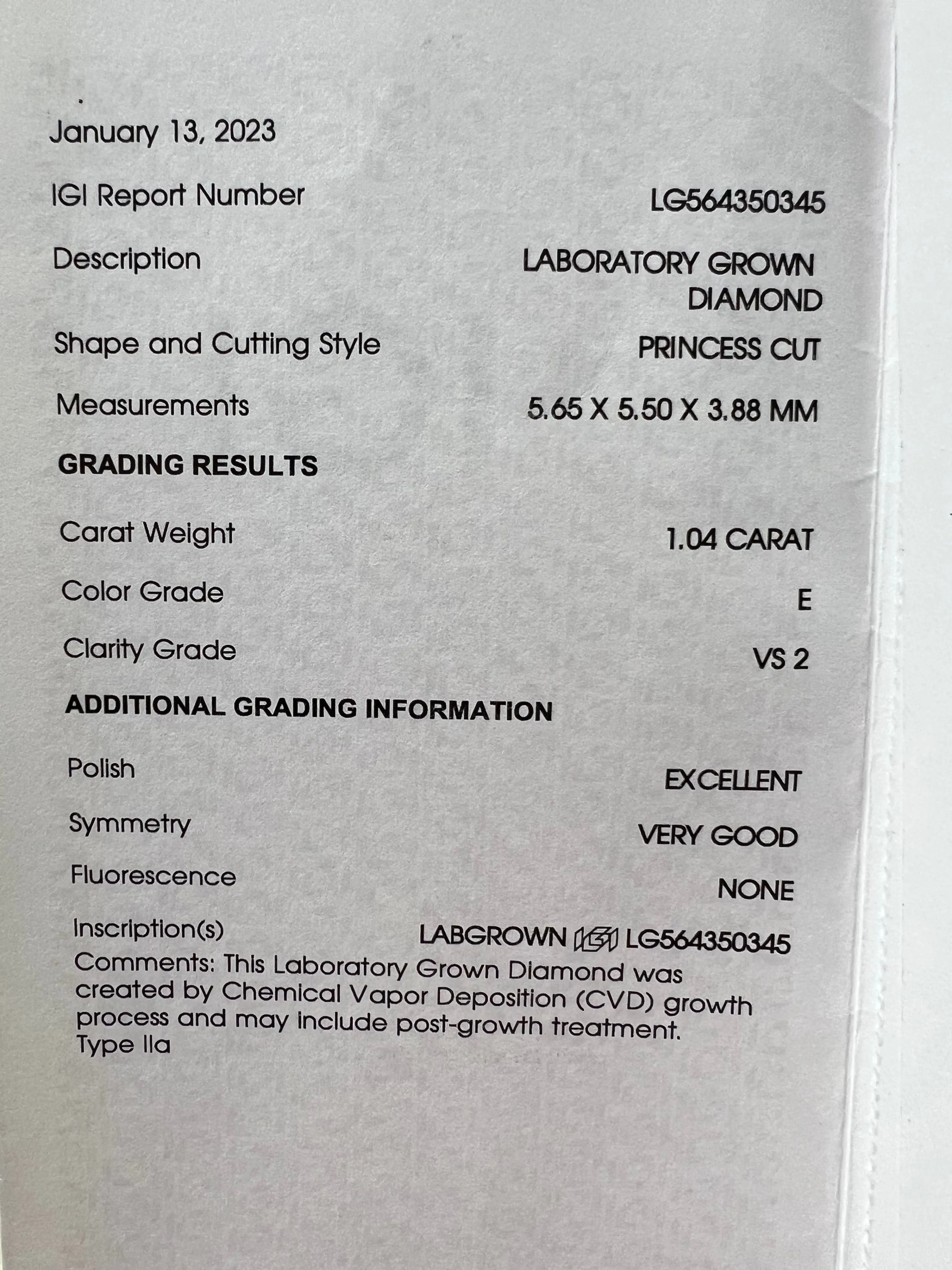 Princess Cut 1.34ctw Certified Diamond Engagement Ring