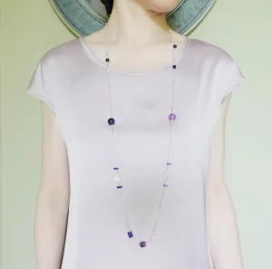 Purple Gemstone Necklace and Earring Set
