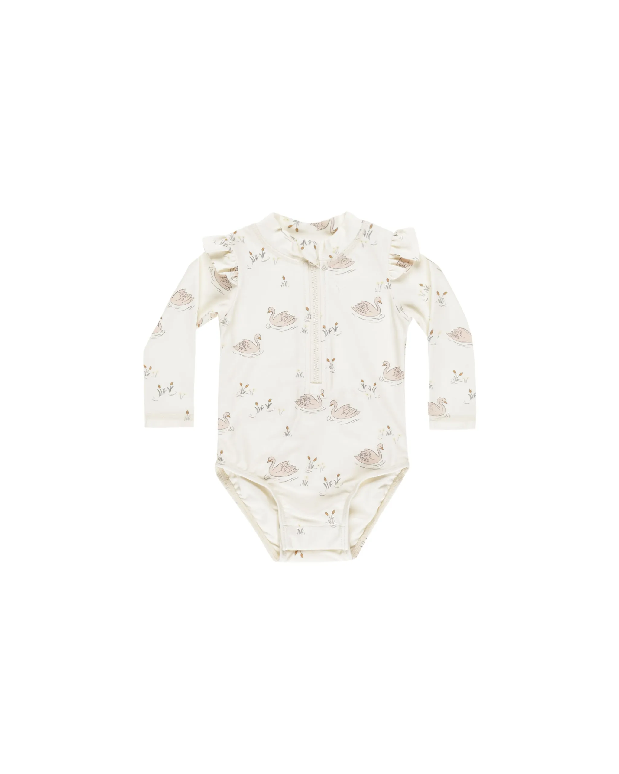 QUINCY MAE Byron Rashguard One-Piece || Swans