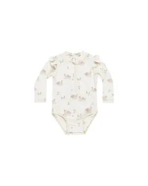 QUINCY MAE Byron Rashguard One-Piece || Swans