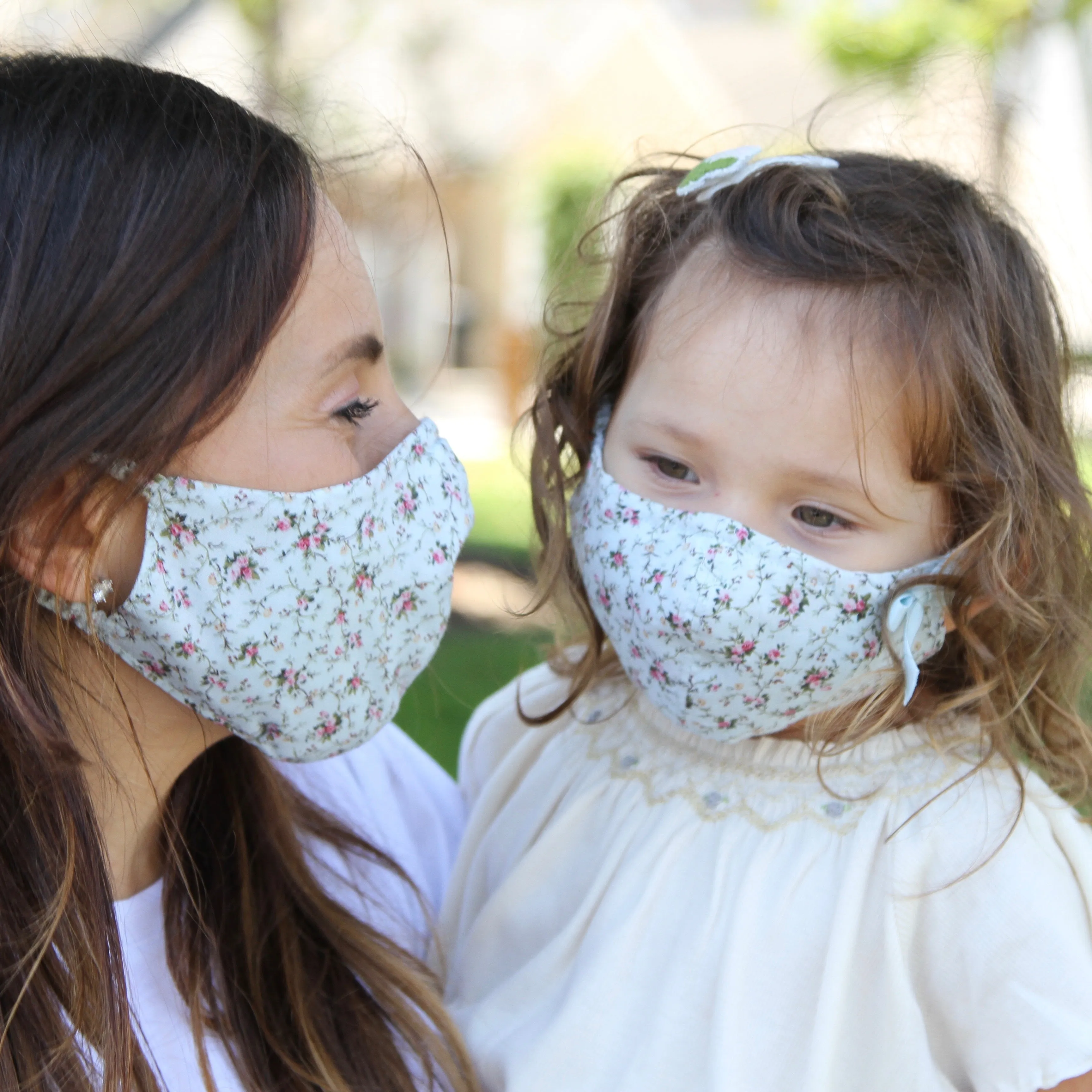"Be Safe. Be Kind" Printed Heirloom Mask - Vintage Rose, Blue
