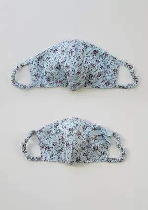 "Be Safe. Be Kind" Printed Heirloom Mask - Vintage Rose, Blue