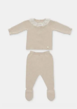 "Carmen" Beige Knit Girls Set