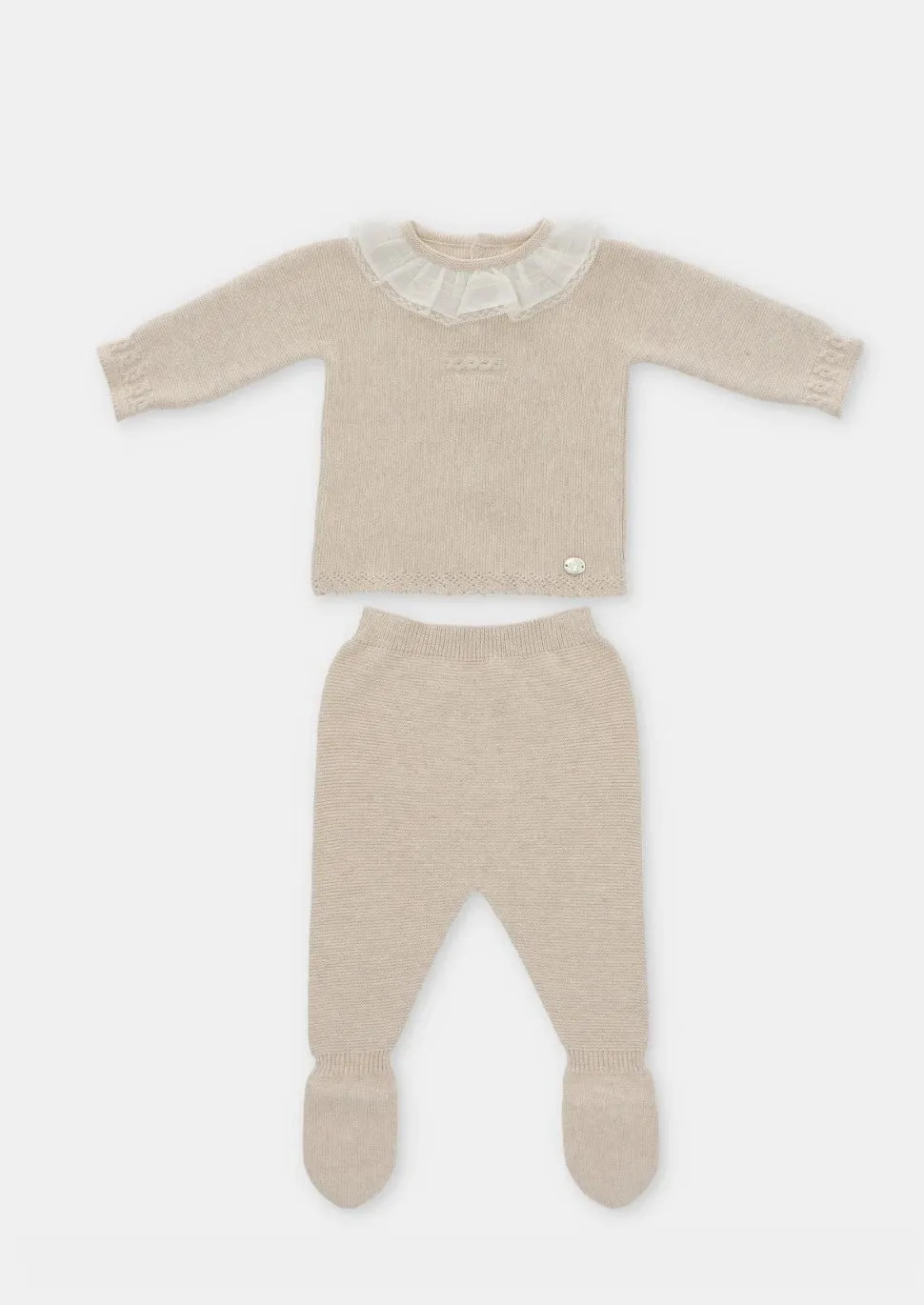 "Carmen" Beige Knit Girls Set