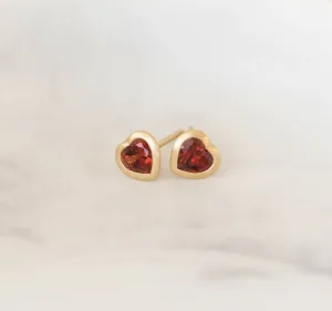 Rhodolite Garnet Heart Shape Studs