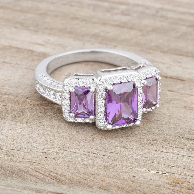 Rita Three Stone Emerald Radiant CZ Ring | 4.5ct