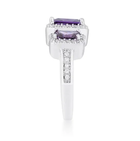 Rita Three Stone Emerald Radiant CZ Ring | 4.5ct