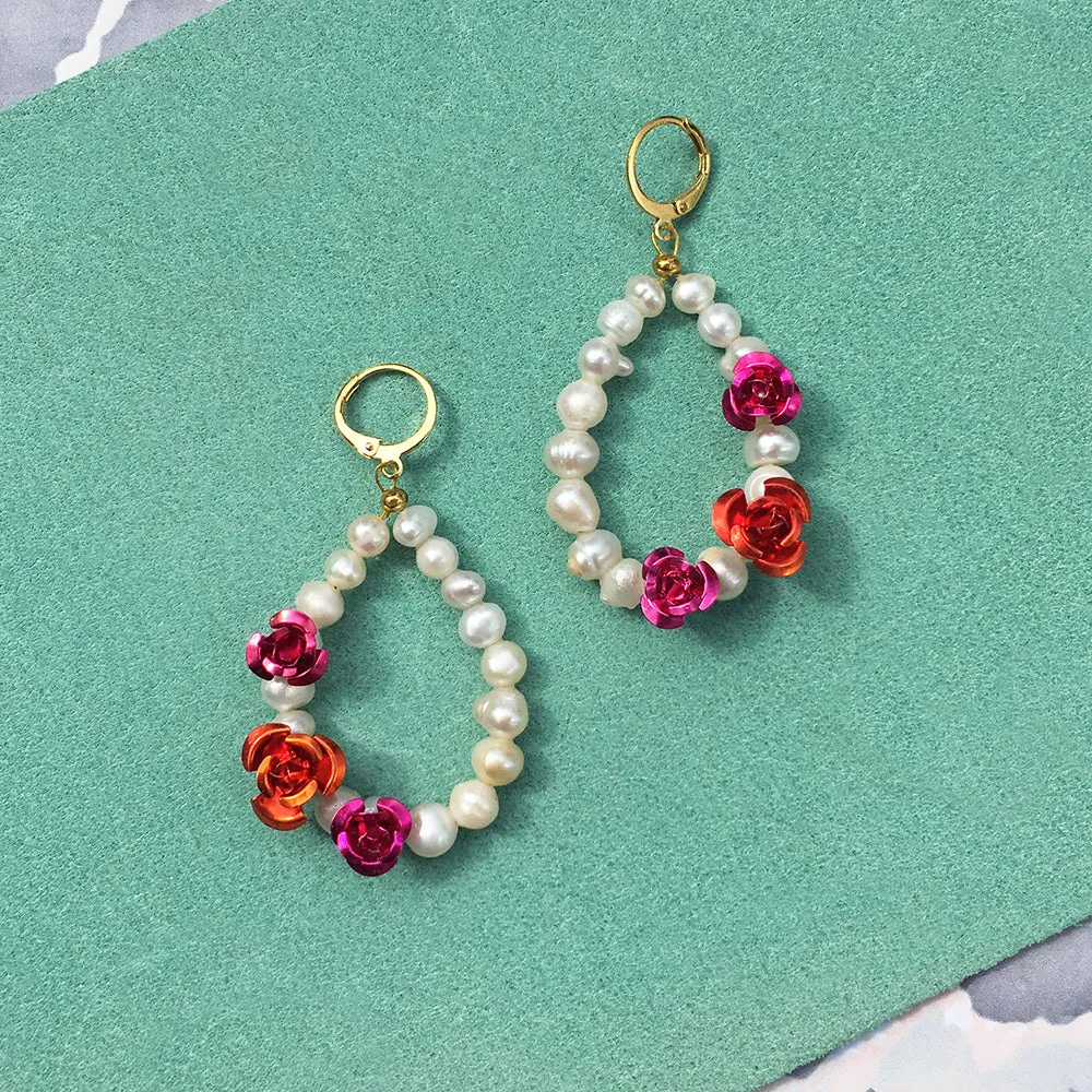 Rose Pearl Earrings   Necklace