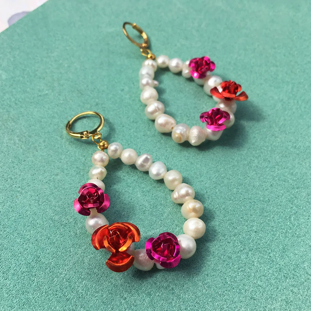 Rose Pearl Earrings   Necklace