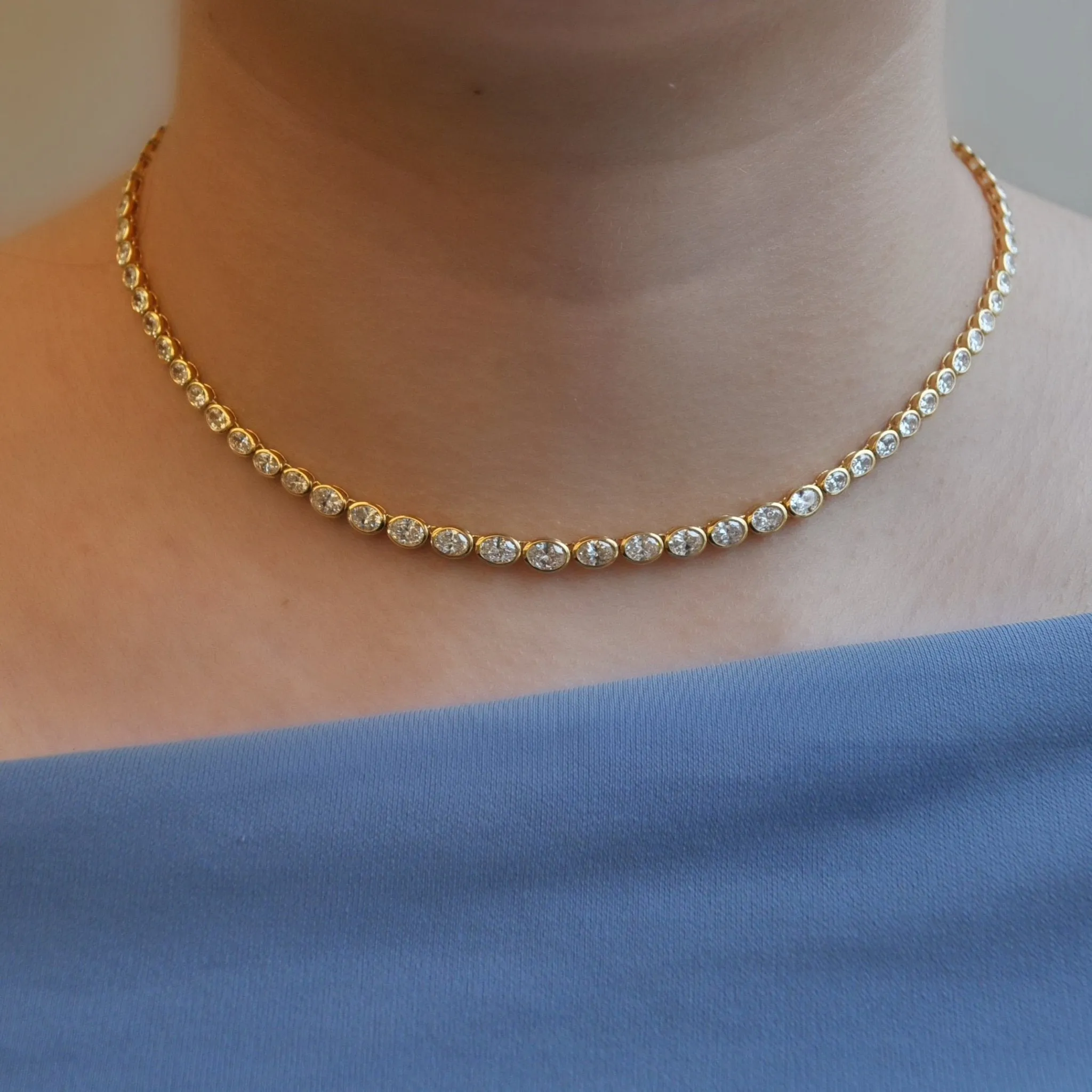 Rosette Diamond Tennis Necklace