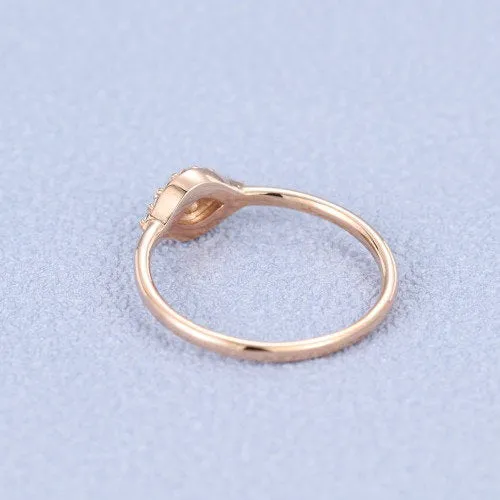 Round cut Diamond Rose Gold Art Deco unique Engagement ring for Women Edwardian Vintage Jewellery wedding Anniversary Surprise promise Gift