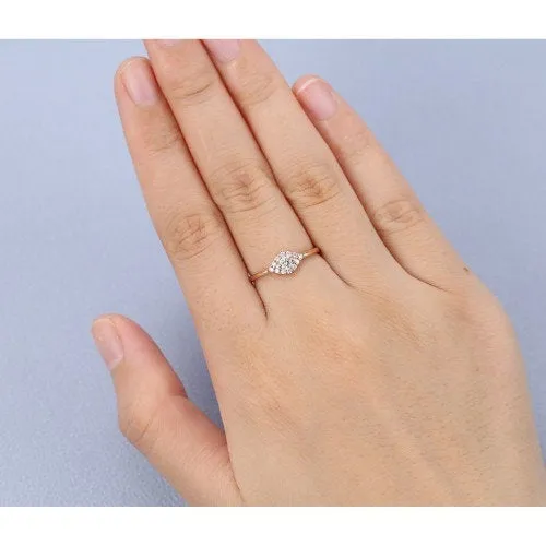 Round cut Diamond Rose Gold Art Deco unique Engagement ring for Women Edwardian Vintage Jewellery wedding Anniversary Surprise promise Gift