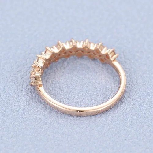 Round Vintage Art Deco Engagement Ring Women's Wedding Ring Solid Rose Gold Anniversary Ring  Christmas Gift For Girlfriend