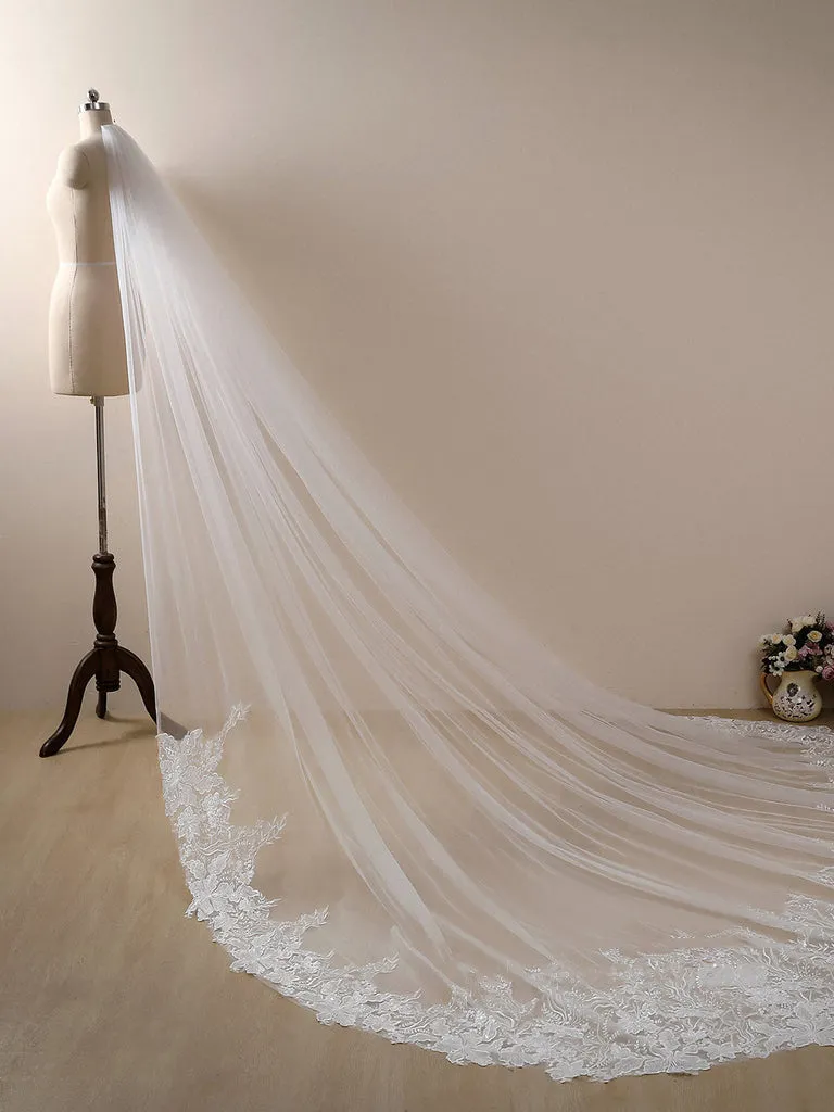 Roycebridal Flower Lace Cathedral Veil Bridal Veil Wedding Veil