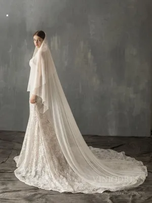 Roycebridal Simple Ivory Tulle Bridal Cathedral Veil AC1241