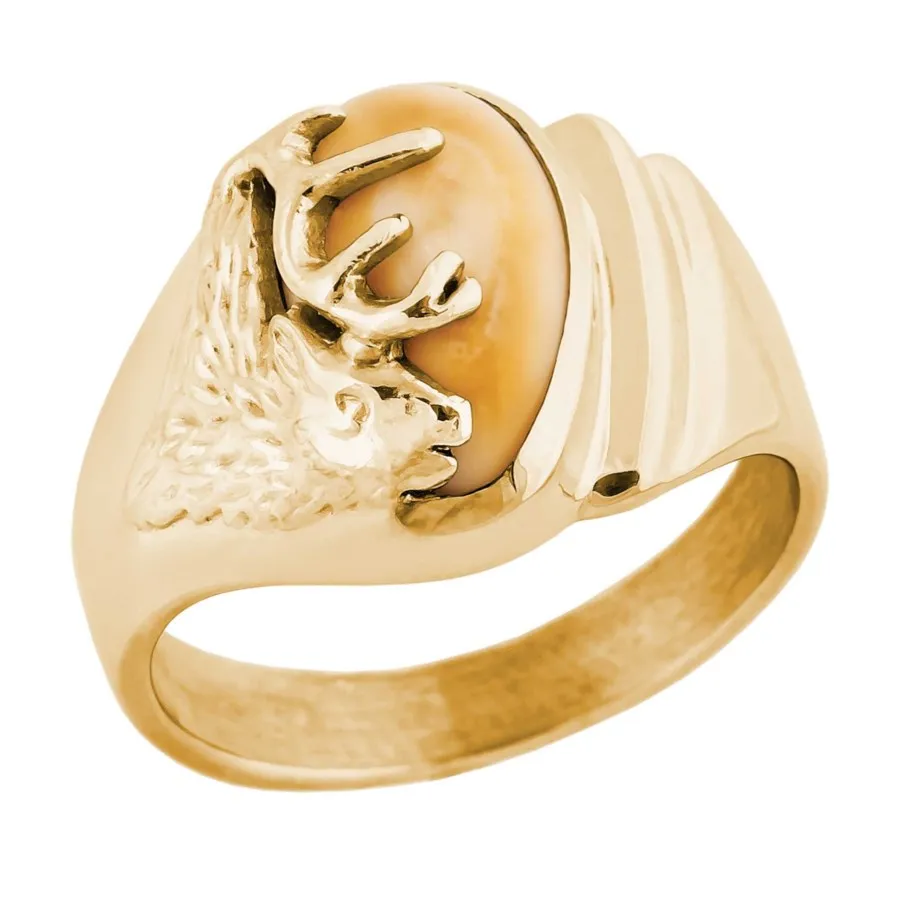 Saratoga - Elk Ivory Gold Ladies Ring