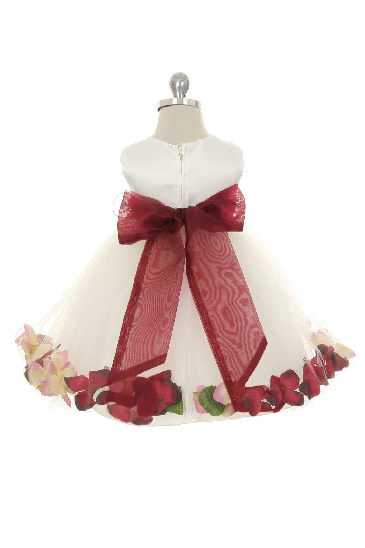 Satin Flower Petal Baby Dress - Ivory
