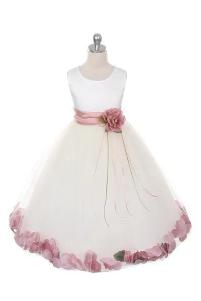 Satin Flower Petal Baby Dress - Ivory