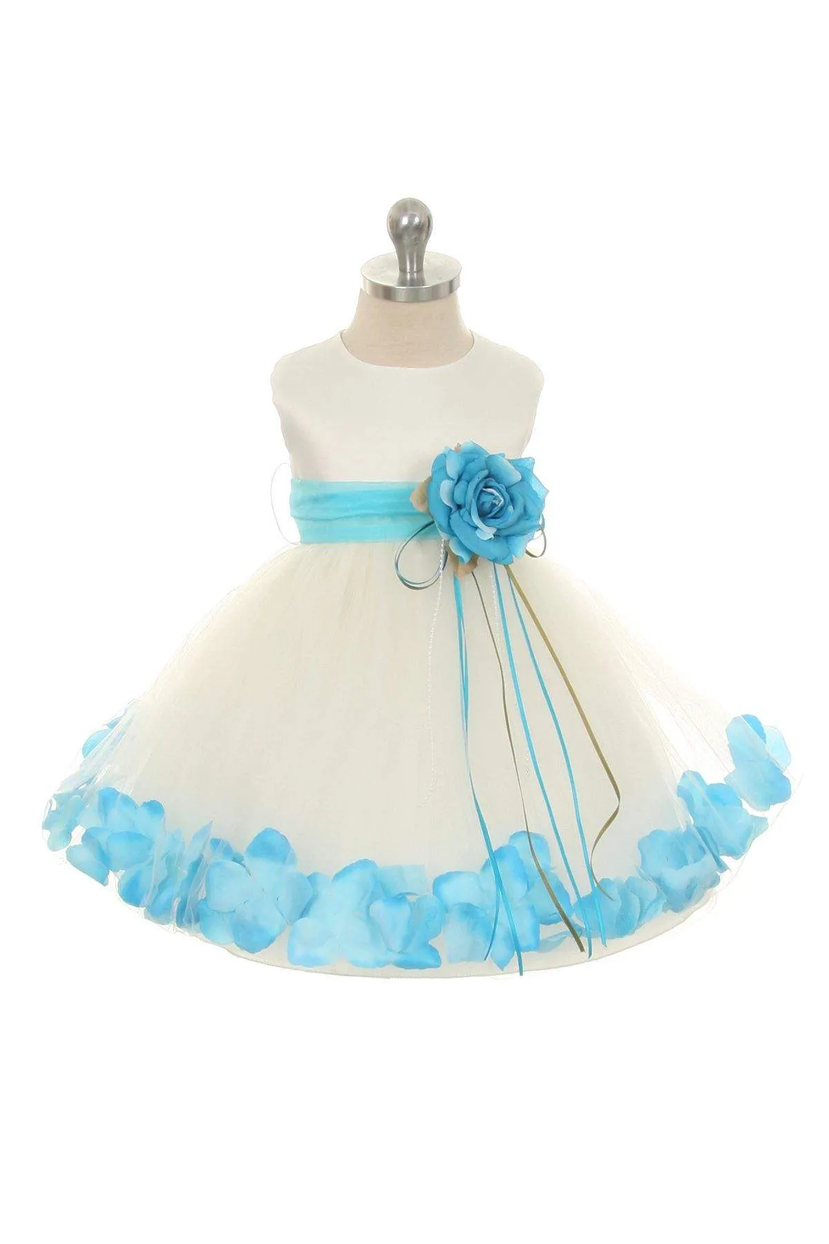 Satin Flower Petal Baby Dress - Ivory