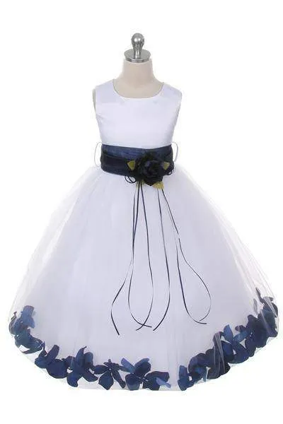 Satin Flower Petal Baby Dress - Ivory