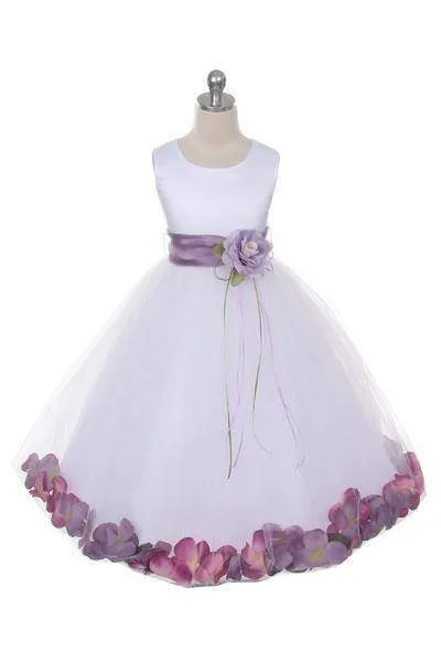 Satin Flower Petal Baby Dress - Ivory