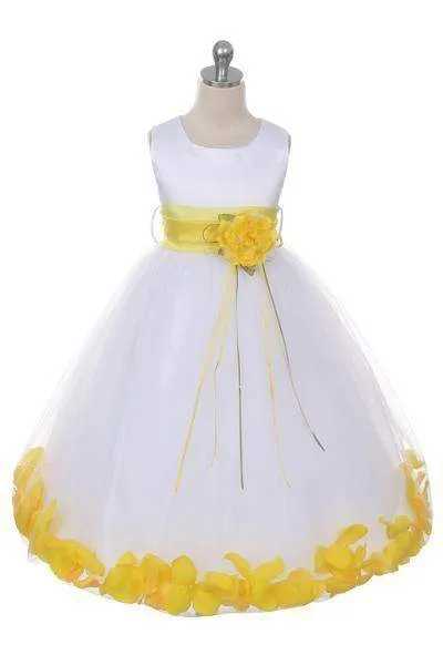 Satin Flower Petal Baby Dress - Ivory