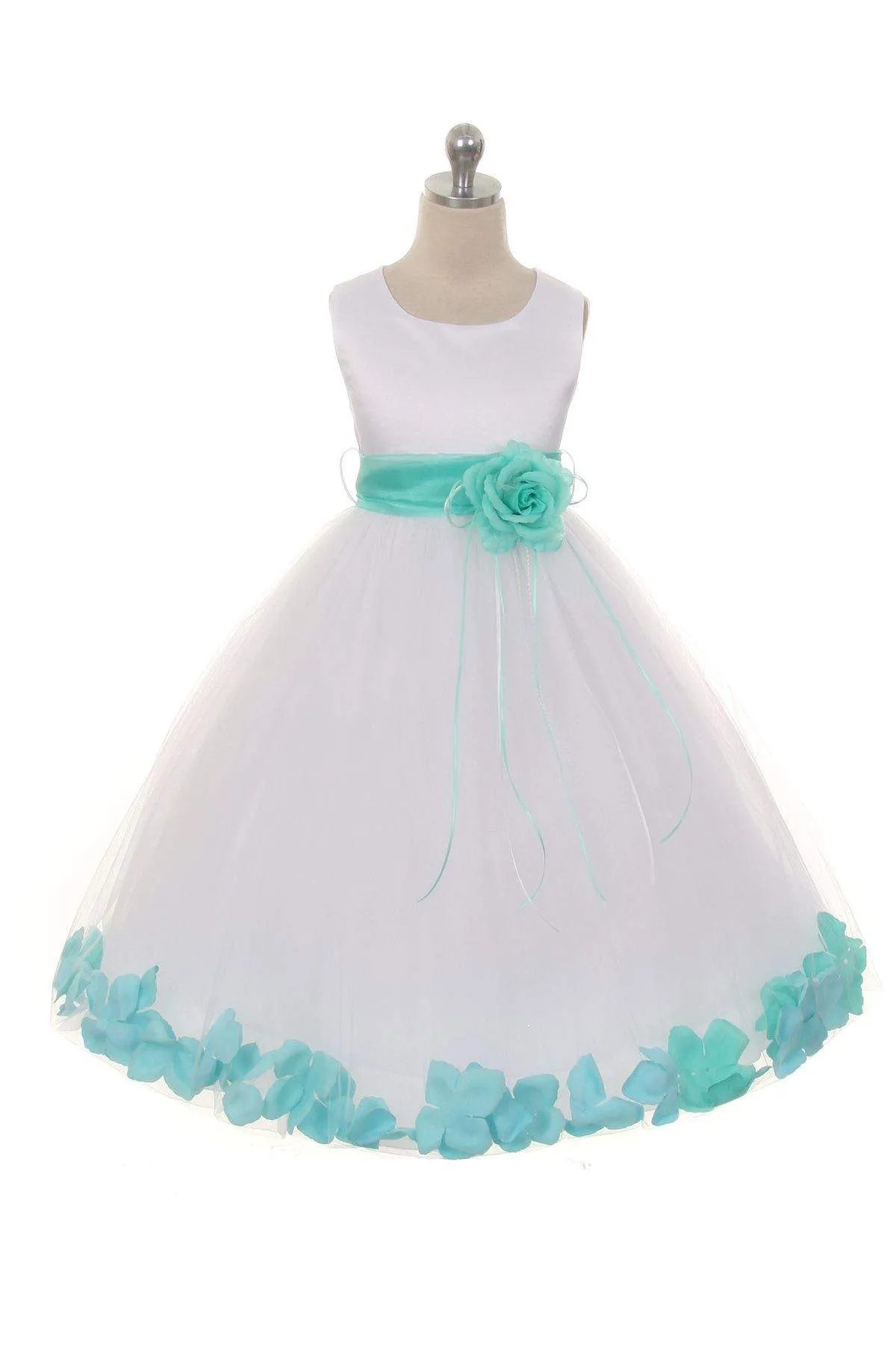 Satin Flower Petal Baby Dress - Ivory